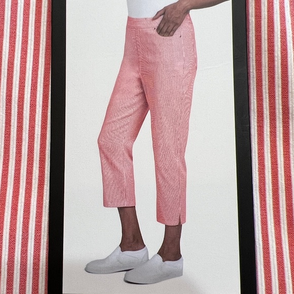 Mario Serrani Pants - Mario Serrani Comfort Stretch Capri Pants Tomato Ivory NWT Size L